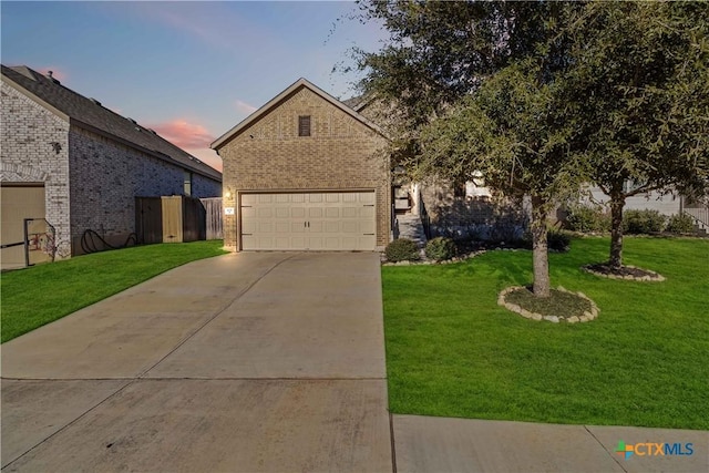 view of front of home with a yard