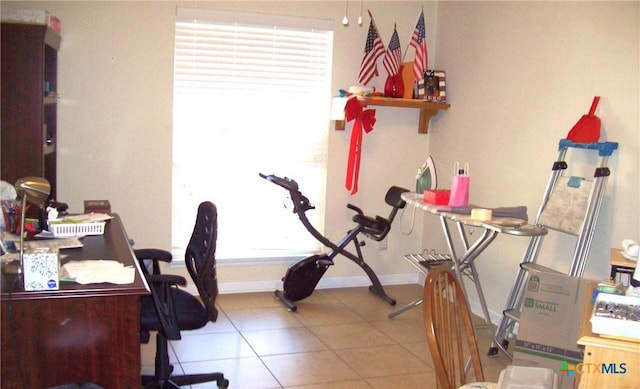 view of tiled home office