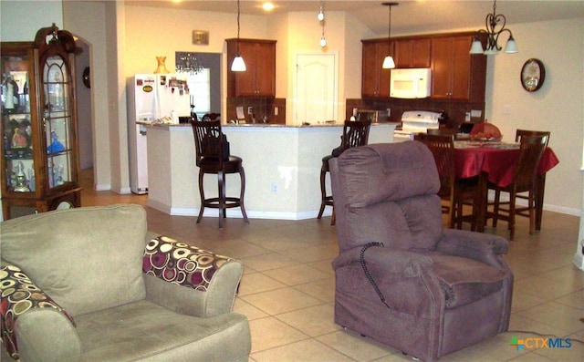 view of tiled living room