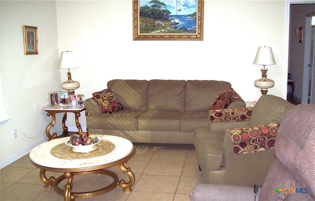 view of tiled living room