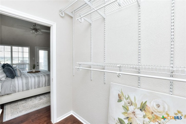 3404 American Dr Unit 3315, Lago Vista, TX 78645 - spacious closet featuring ceiling fan and dark wood-style floors