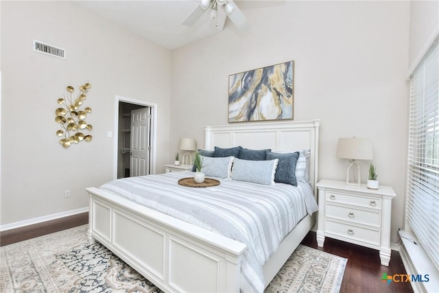3404 American Dr Unit 3315, Lago Vista, TX 78645 - bedroom featuring visible vents, baseboards, a ceiling fan, and wood finished floors