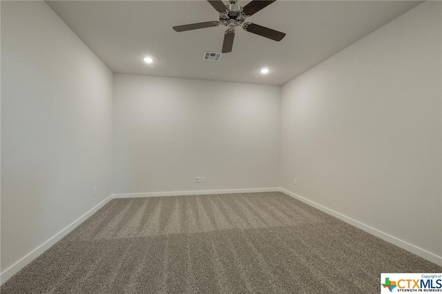 2240 Sur Ave, New Braunfels, TX 78132 - unfurnished room with recessed lighting, a ceiling fan, carpet, and baseboards