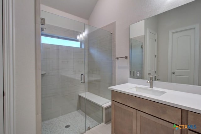 737 Groudsel Ave, New Braunfels, TX 78132 - full bathroom with vanity and a shower stall
