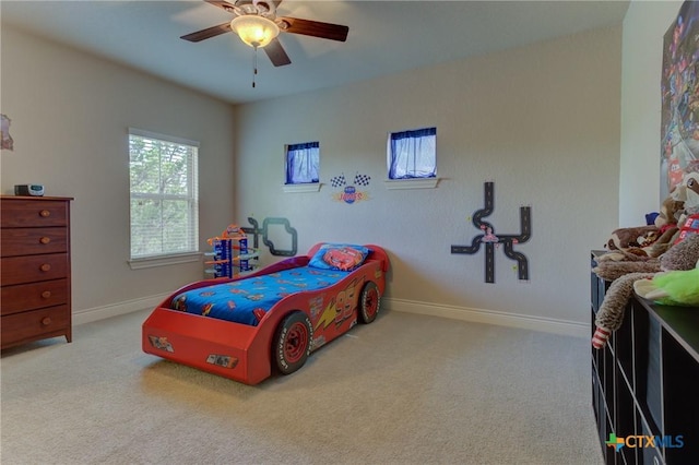 2326 Haven Bluff Ct, New Braunfels, TX 78132 - carpeted bedroom with baseboards and ceiling fan