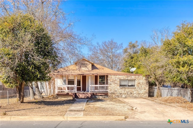 view of front of property with a porch