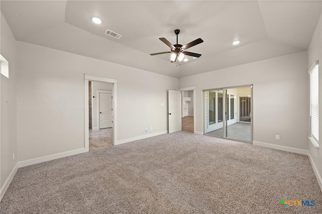 6119 Big Tree Dr, Salado, TX 76571 - unfurnished bedroom with carpet flooring, baseboards, recessed lighting, access to exterior, and a ceiling fan