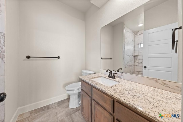 6119 Big Tree Dr, Salado, TX 76571 - full bathroom with toilet, baseboards, vanity, and a shower