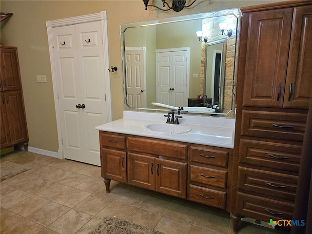 bathroom featuring vanity and tile patterned floors