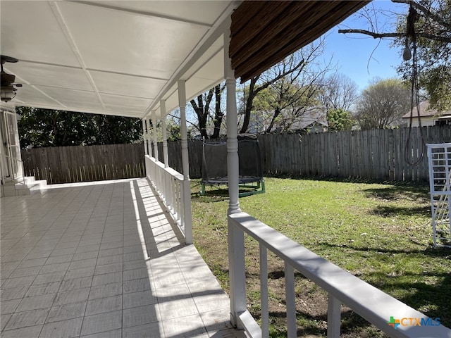 307 Hickok Ct, Austin, TX 78753 - view of patio with a trampoline and a ceiling fan