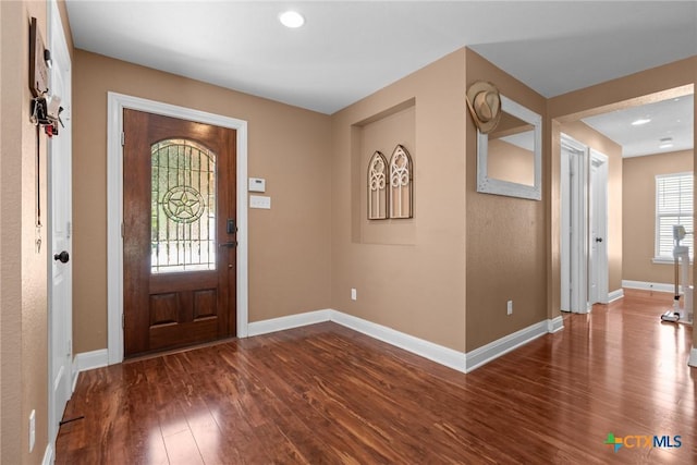 9108 Sage Loop Ct, Temple, TX 76502 - entryway with hardwood / wood-style flooring and baseboards
