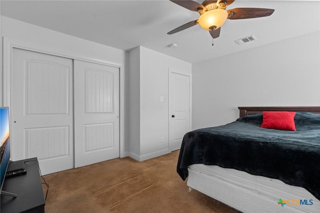 9108 Sage Loop Ct, Temple, TX 76502 - carpeted bedroom featuring a ceiling fan, a closet, and baseboards