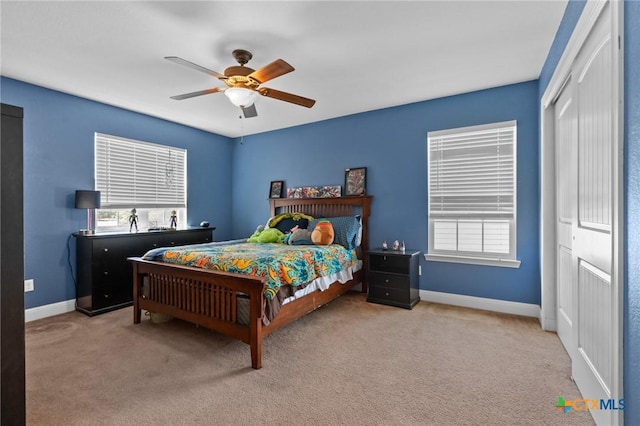 9108 Sage Loop Ct, Temple, TX 76502 - bedroom with carpet, multiple windows, baseboards, and a closet