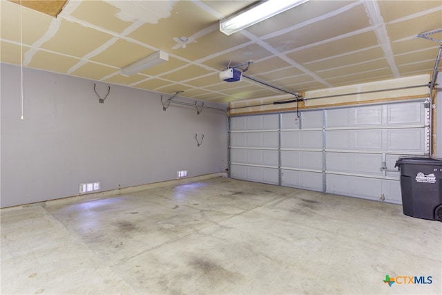 garage with a garage door opener