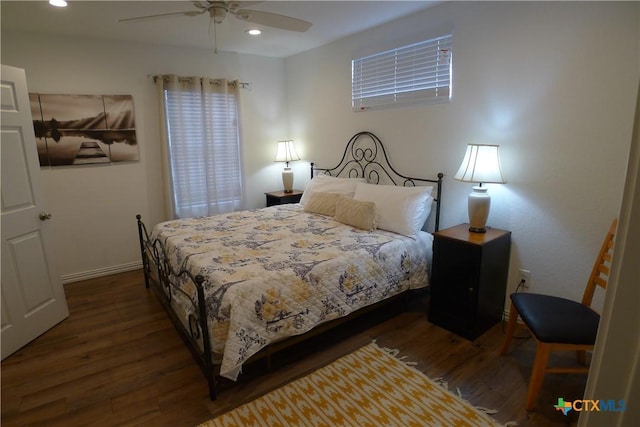 747 Oasis St, New Braunfels, TX 78130 - bedroom featuring wood finished floors, recessed lighting, baseboards, and a ceiling fan