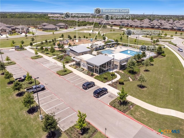 327 Steele Way, Cibolo, TX 78108 - aerial perspective of suburban area with a pool area