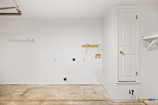 clothes washing area with hookup for a washing machine and electric dryer hookup