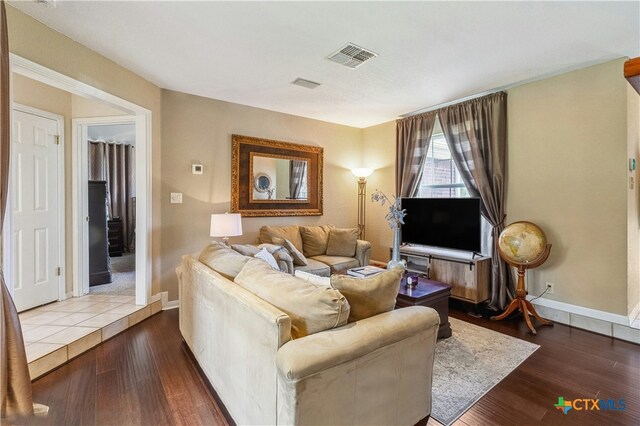 514 Duncan Dr, San Marcos, TX 78666 - living room with dark wood-type flooring and baseboards
