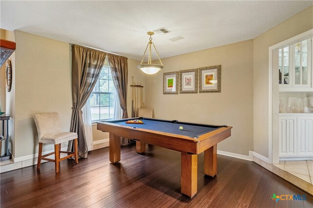 514 Duncan Dr, San Marcos, TX 78666 - recreation room featuring pool table, dark wood finished floors, and baseboards