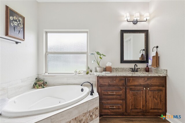 304 Campo Colinas Dr, Bertram, TX 78605 - full bathroom with vanity and a jetted tub