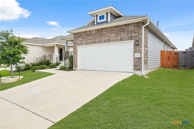 128 Riverhill Dr, Georgetown, TX 78628 - view of front facade featuring brick siding, driveway, a garage, and a gate