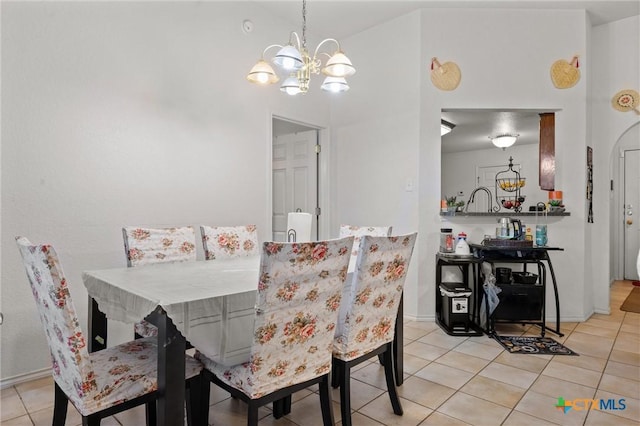 2416 Griffin Dr, Copperas Cove, TX 76522 - dining space with a chandelier, tile patterned floors, and baseboards