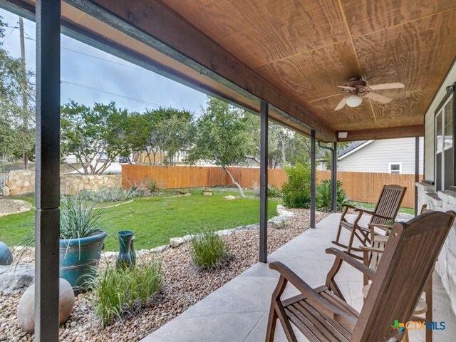 view of patio / terrace with ceiling fan