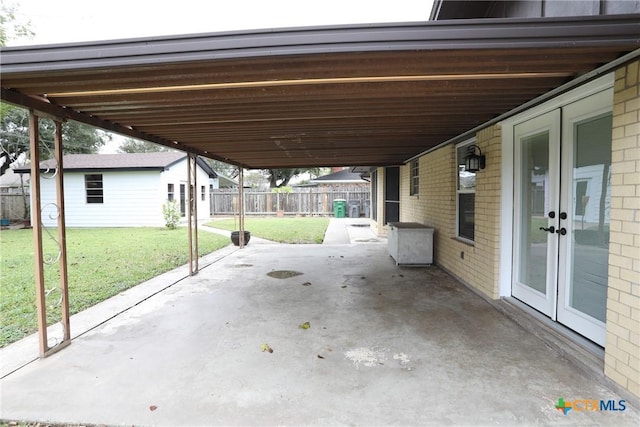 view of patio / terrace featuring french doors