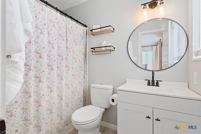 8620 Sunset Trl, Temple, TX 76502 - bathroom with vanity, tile patterned floors, and a shower with curtain