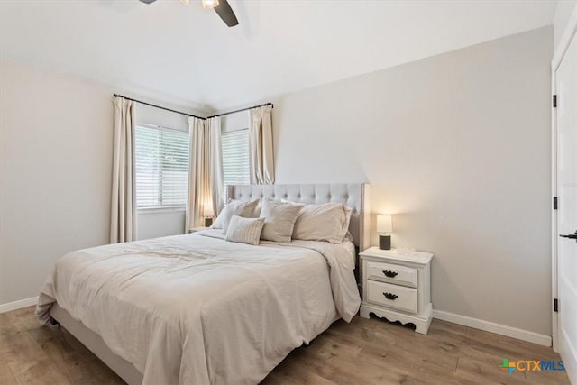 8620 Sunset Trl, Temple, TX 76502 - bedroom featuring light wood-style floors, vaulted ceiling, and ceiling fan