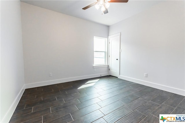 8500 Kasen Ave, Killeen, TX 76542 - spare room featuring a ceiling fan, wood finish floors, and baseboards