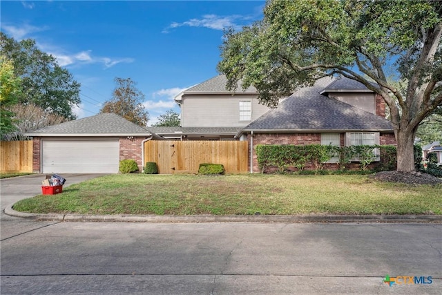 view of front property featuring a garage and a front lawn