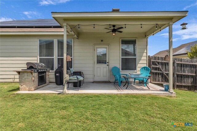 3312 Shawlands Rd, Killeen, TX 76542 - rear view of property featuring a patio, solar panels, and a ceiling fan