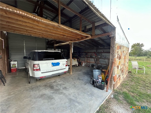 garage with a carport