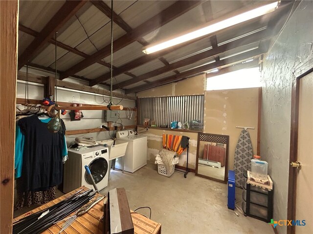 interior space with washer and clothes dryer