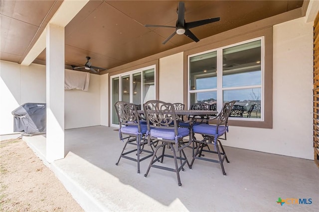 117 Playing Cypress Dr, San Marcos, TX 78666 - view of patio / terrace featuring a ceiling fan and outdoor dining space
