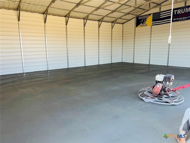 garage featuring metal wall