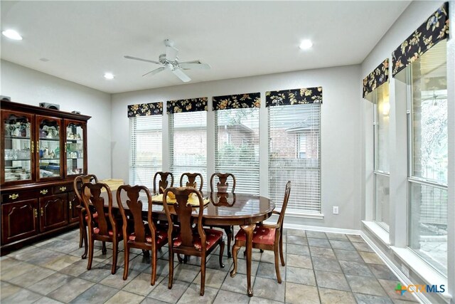 1320 Becca Teal Pl, Round Rock, TX 78681 - dining area featuring recessed lighting, a ceiling fan, and baseboards