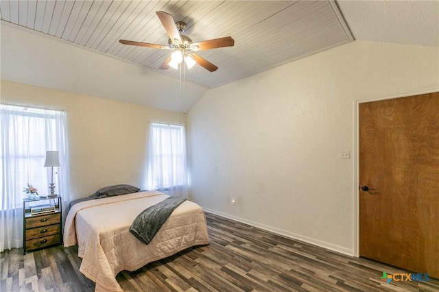 204 Paula St, Copperas Cove, TX 76522 - bedroom featuring a ceiling fan, vaulted ceiling, wood finished floors, and baseboards