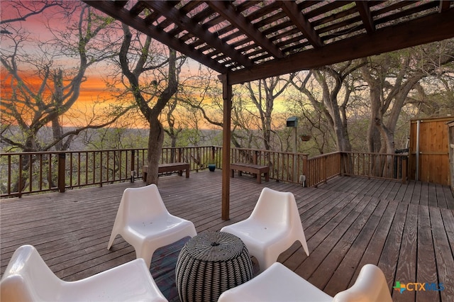 wooden terrace featuring a pergola