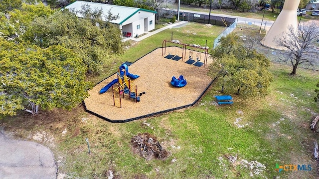 view of play area with a yard