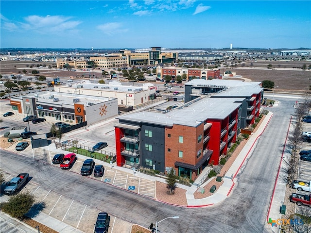 drone / aerial view with a city view