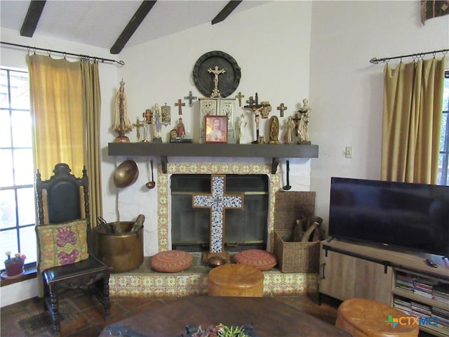 1004 Daviot Dr, Briarcliff, TX 78669 - living room featuring a glass covered fireplace