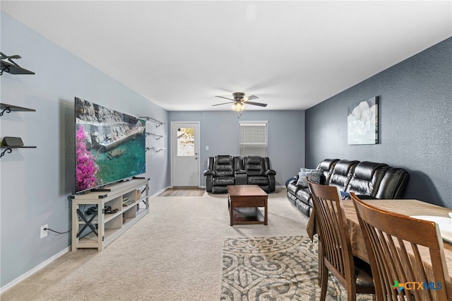 12 Trinity Cir, Lockhart, TX 78644 - living area featuring light carpet and ceiling fan