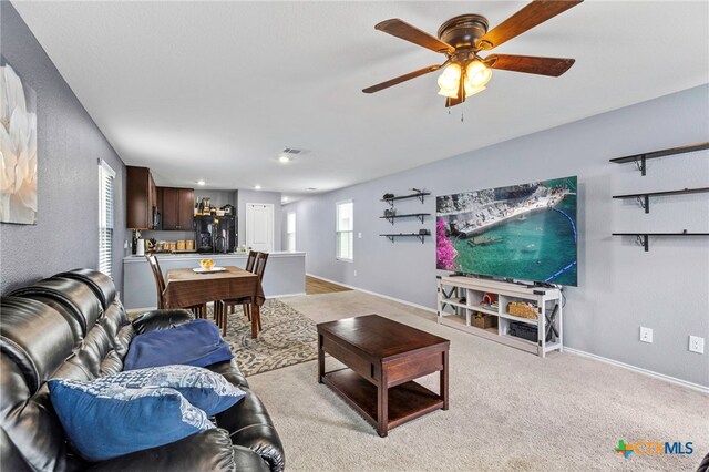 12 Trinity Cir, Lockhart, TX 78644 - living area featuring a ceiling fan and recessed lighting