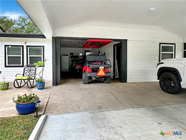 view of garage