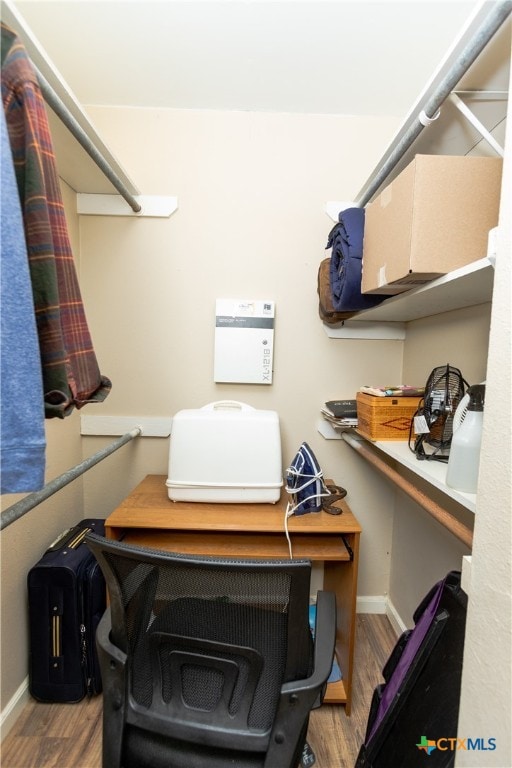 walk in closet featuring hardwood / wood-style floors