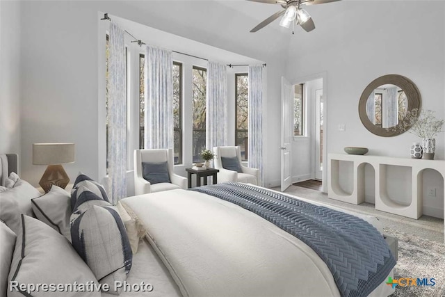 bedroom featuring ceiling fan