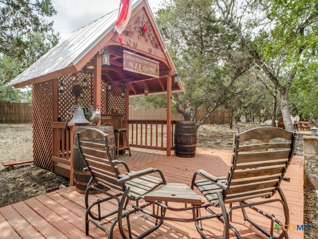 1777 Crossbow Dr, Canyon Lake, TX 78133 - wooden terrace featuring fence and a gazebo