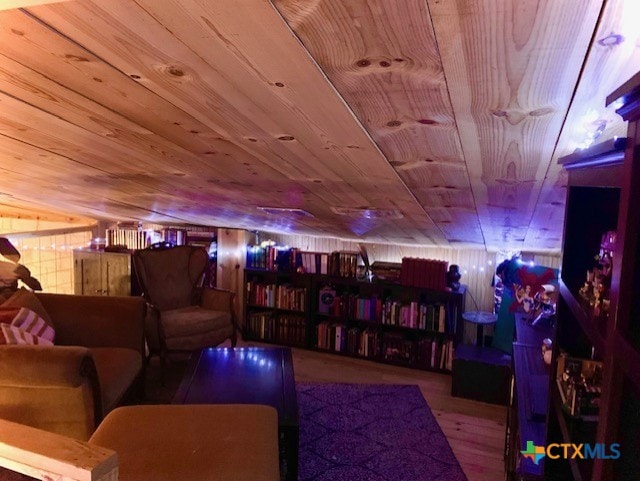 interior space with wooden ceiling